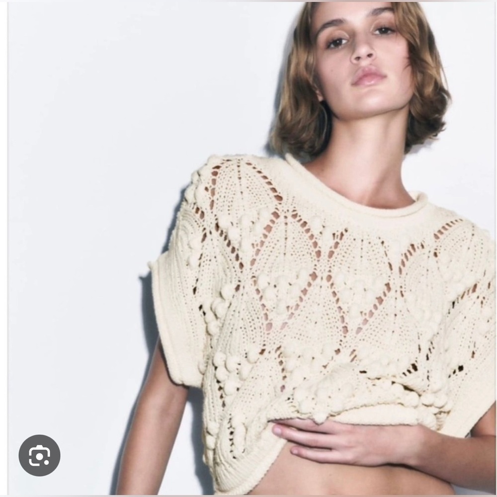 Zara cream knit sleeveless top